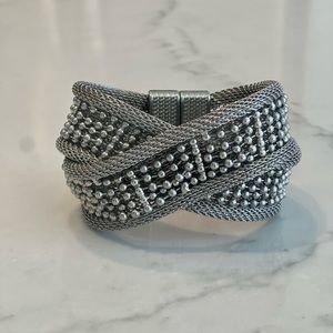 Silver Mesh Bracelet with Magnetic Close
